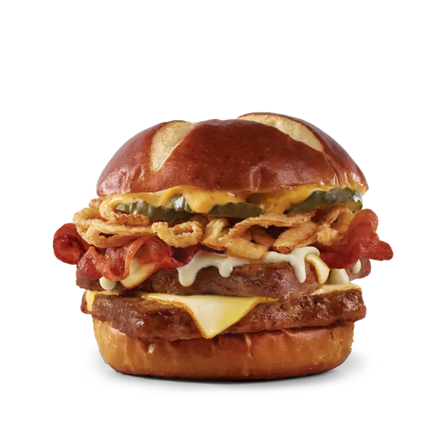 Pretzel Bacon Pub Double Cheeseburger
